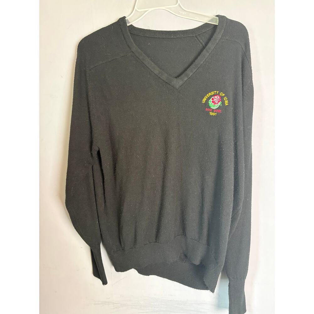 University of Iowa Rose Bowl 1991 V‑Neck Sweater Black No Tag Size XL